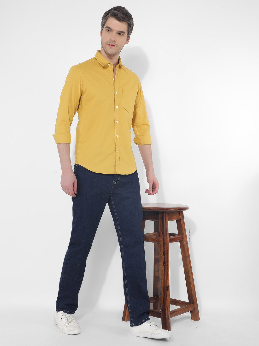 Numero Uno Men Solid Yellow Shirt